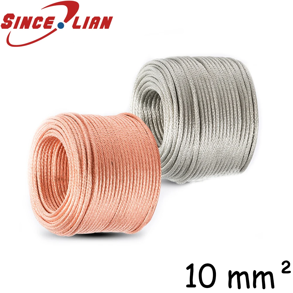 

1M Copper Braided Strap 10mm2 Conductive Band Copper Strip Copper Wire Flat Pure Copper Tinned Copper Conductive Band Lead Wire