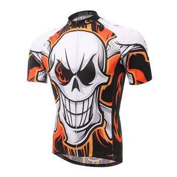 

Hot 2018 Cycling Jersey top ciclismo Bike Bicycle bicicleta Flame Skull short sleeve cycling clothing tops Breathable Sportswear