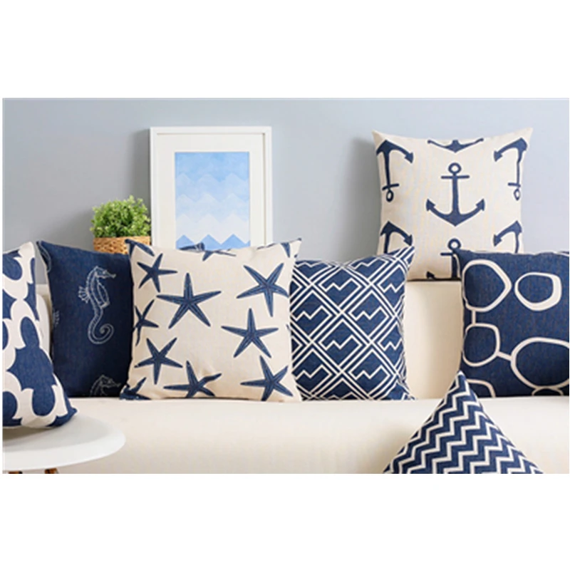 Modern Navy Blue Seat Cushions Kitchen Chairs Decorative Living Room Pillow For Sofa Coussin Emoji Cojines Decorativos Para Sof