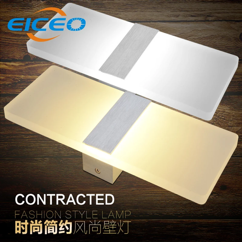 

(EICEO) Acrylic Modern Minimalist LED Wall Lamp Rectangular Lighting Hotel Furniture Bedroom Bedside Lighting Aisle AC220V Lamps
