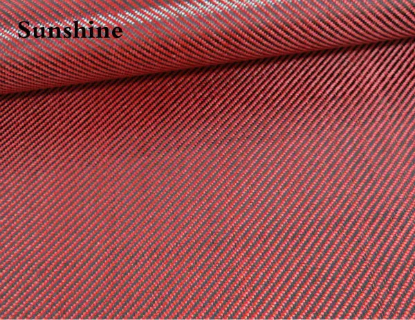 Гибридная ткань из красного углеродного арамидного волокна 3K углеродное волокно 1670Dtex красное арамидное волокно 0,2 г/см толщина мм
