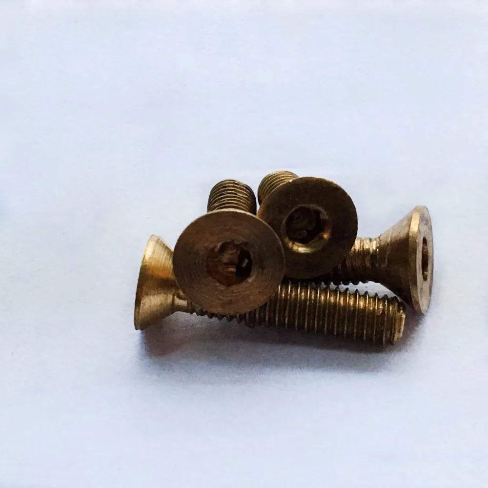 2Pcs M10 Brass Allen Flat Head Screws Brassiness Hex Countersunk Screw 30 70mm LengthScrews