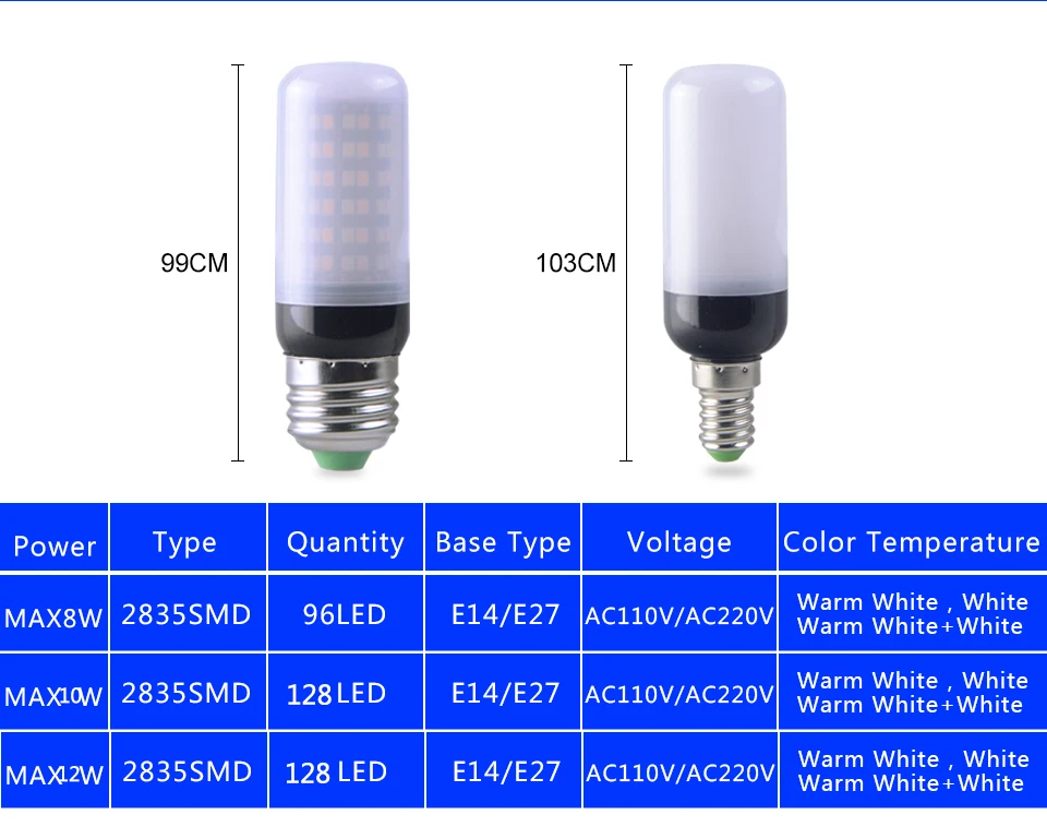 Светодиодный лампочки E27 светодиодный E14 2835SMD затемнения светодиодный кукурузы лампы Max 8 W 10 W 12 W светодиодные фонарики AC220V 110 V огни и освещение для дома