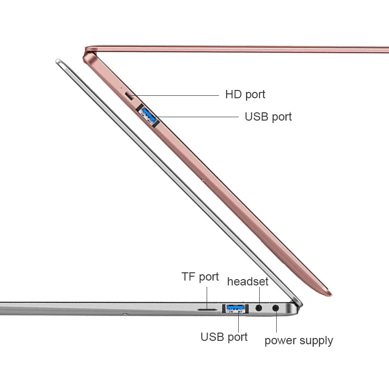 Silver 14 Inch Intel Laptop J3355 J3455 J4105 8G RAM 128G 256G 512G 1024G SSD Notebook 5