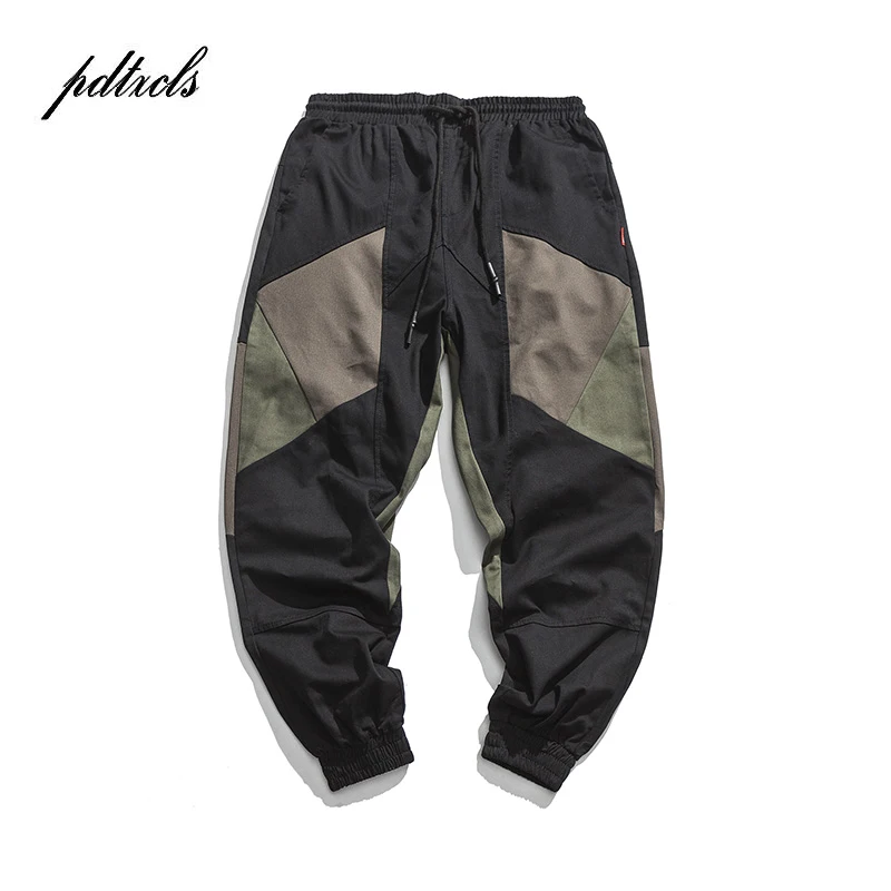 

2018 New Harajuku Color Block Patchwork Casual Jogger Pants Men Hip Hop Autumn Fashion Streetwear Full Length Elastic Trousers