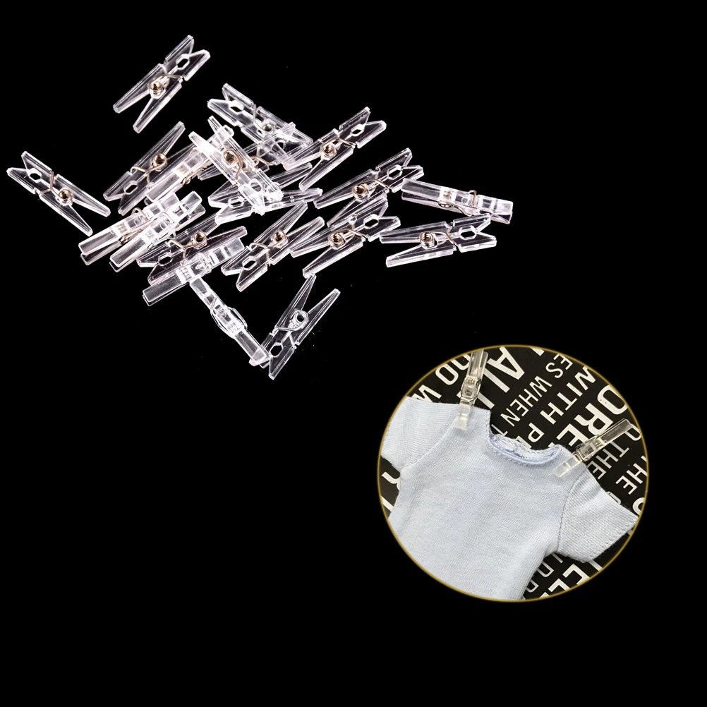 

20 PCS 25m Mini Spring Clear Transparent Clips Clothes Photo Paper Peg Pin Clothespin Craft Clips Party Home Decoration