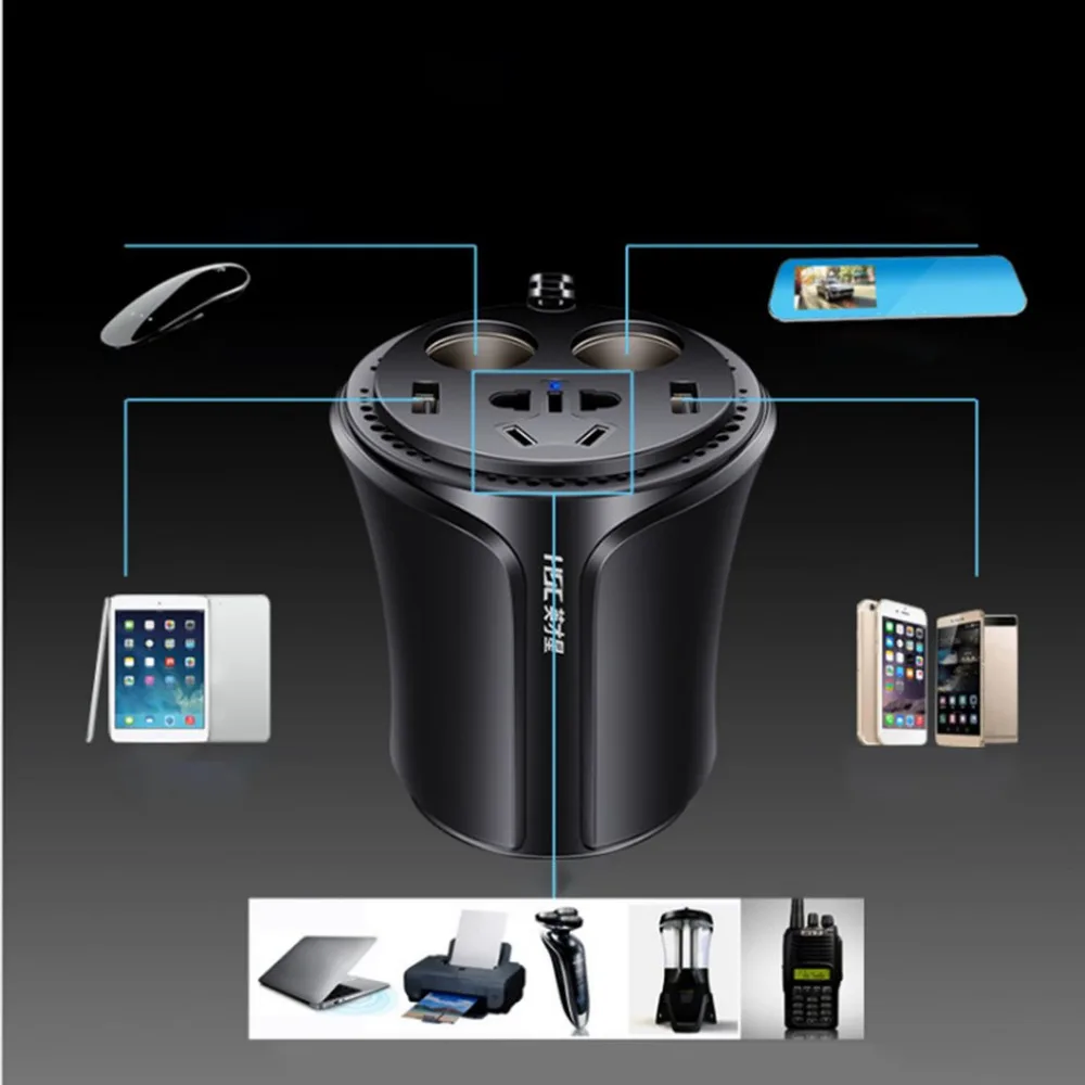  HSC HSC-108A forma de taza 2*40W cargador de coche inversor de corriente 3.1A encendedor de cigarri