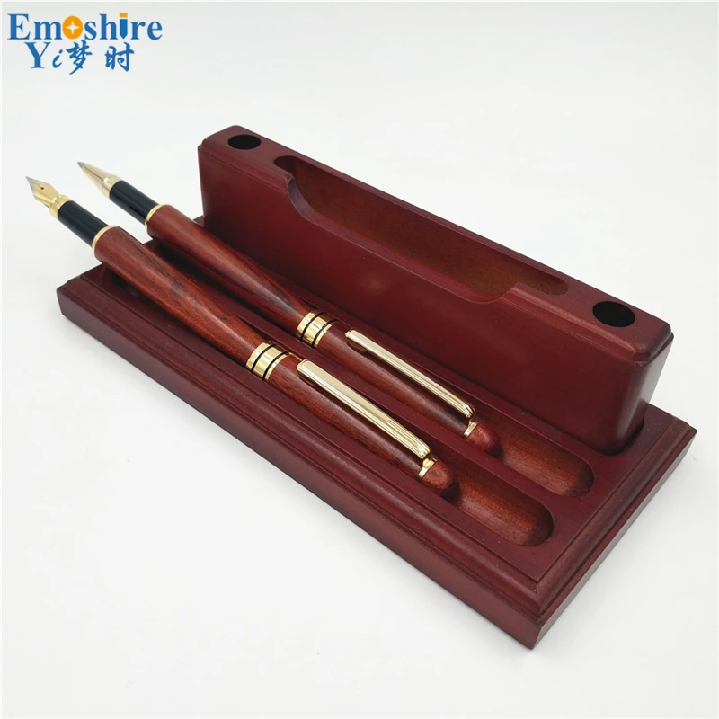 Emoshire Safflower pear pen set wooden stationery three - piece red wood pen suit Yiwu spot 1 from the grant (18)