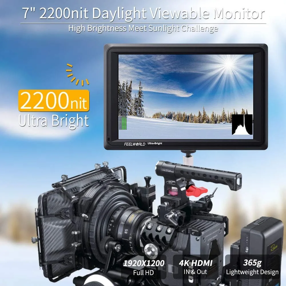 Feelworld FW279 7 ''ips 2200nit монитор дневного света HDMI Full HD 1920x1200 Feild DSLR камера с функцией ложного цвета