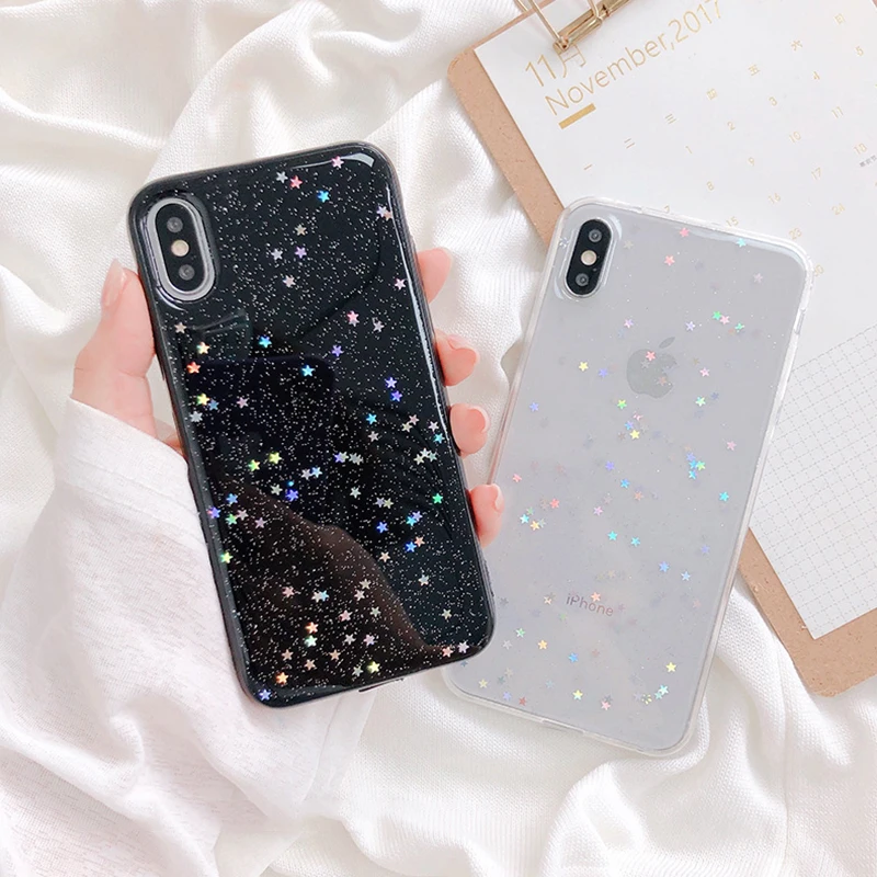 

Glitter Color Stars Case for iphone 7 XS MAX Case Soft TPU Back Cover For iphone 6 6S 7 8 Plus X XR Case Cover Phone Case
