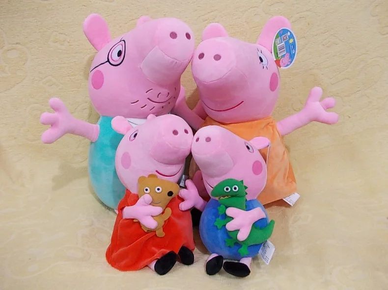 30 46cm hot sale 4PCS/Lot Plush Toy Pink Peppa Pig Family stuffed