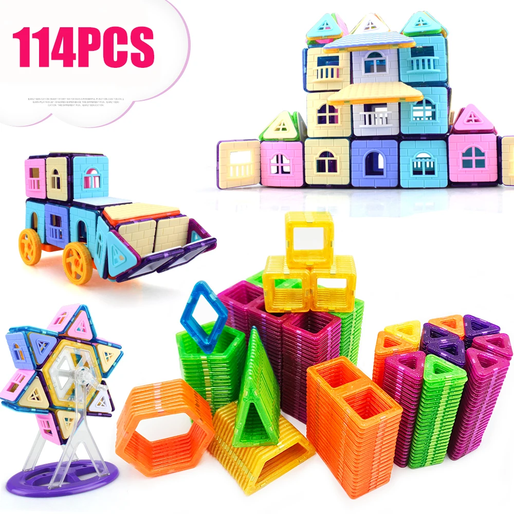 mini Magnetic Building Blocks Triangle Square Bricks Designer Construction Diamond Ferris wheel Set Educational Toys for Childre