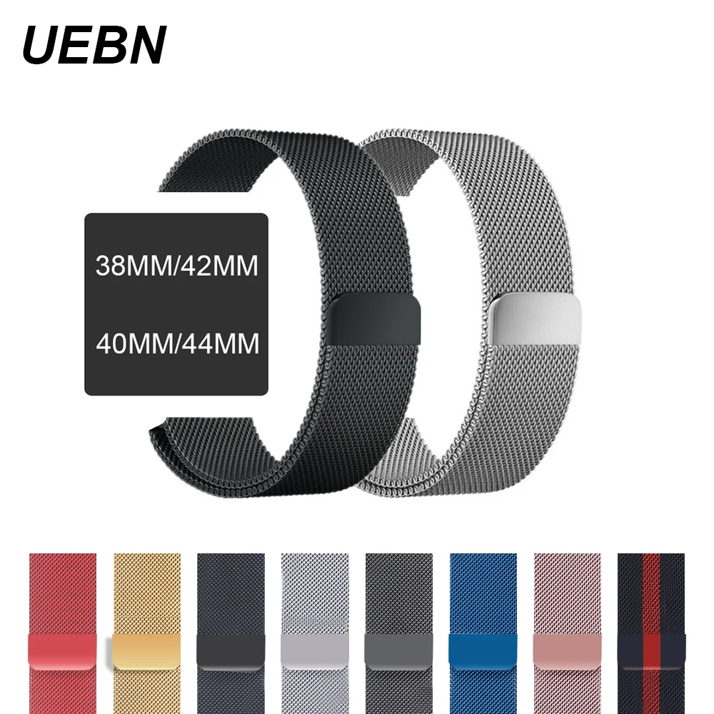 

UEBN 38mm 42mm Milanese Loop Band for Apple Watch Series 4 44mm 40mm watchband for iwatch 4 Nike+ Metal stainless steel Strap