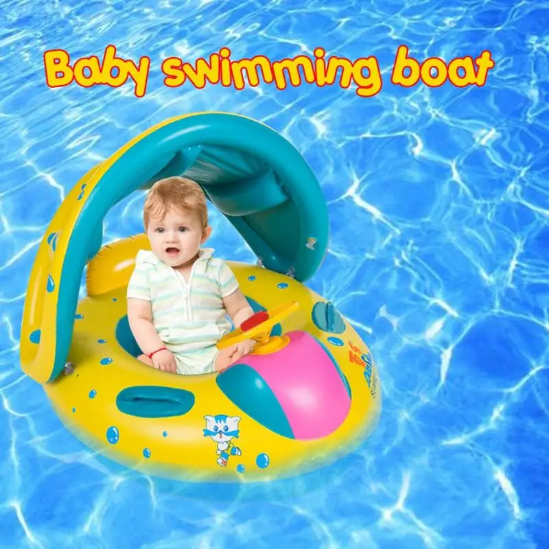 

1pc PVC Outdoor Inflatable Baby Yacht with Steering Wheel Summer Toy Safety