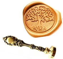 Vintage Tree Of Life Custom Picture Logo Luxury Wax Seal Sealing Stamp Brass Peacock Metal Handle Gift Set