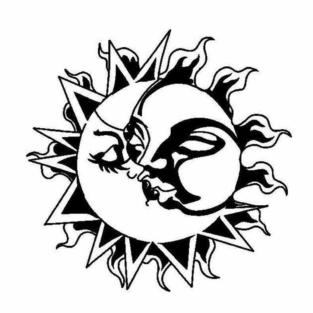 Sun Moon Kiss трафарет автомобильный оконный бампер виниловая наклейка на машину Декор окна автомобиля ноутбук автомобильные наклейки 15,3 см x 15,1