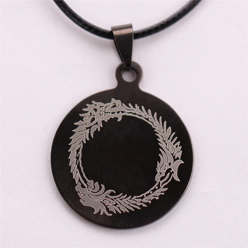 Elder Scrolls OL ESO Dragon Logo Stainless Steel Pendant Necklace of ACG for Men Women