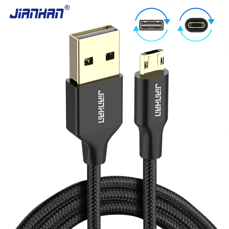 2 حزمة عكسها المصغّر usb كابل 5 V 2A سريع شاحن مايكرو كابل يو اس بي لسامسونج Xiaomi هواوي HTC Andriod الهواتف المحمولة شحن