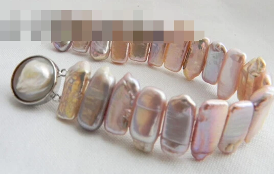 

free shipping 01462 Lavender Rectangle Baroque Freshwater Pearl Bracelet
