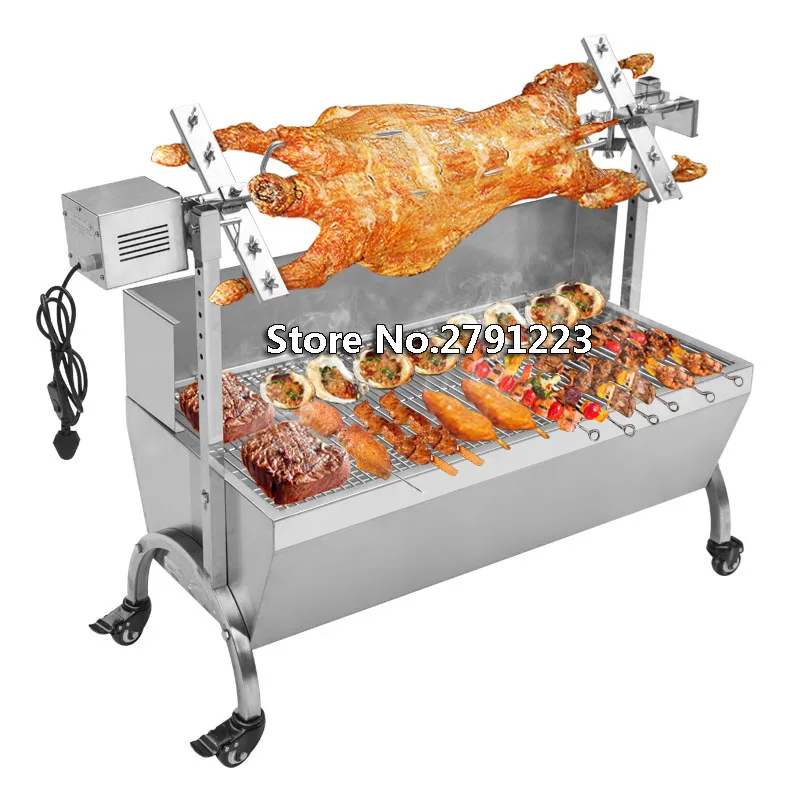 BBQ Spit Roaster Rotisserie 46" Stainless Steel 220V/110V for Pig/ Lamb/Goat/Chicken Rotisserie