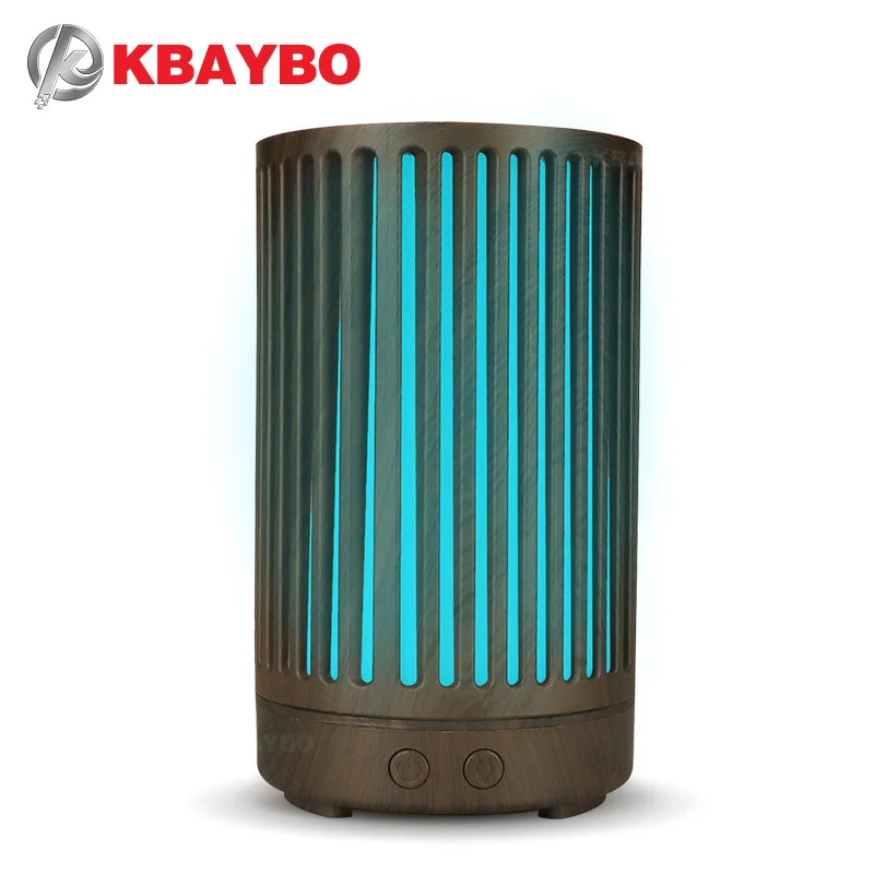 

KBAYBO 100ml Air Humidifier wood Hollow cylinder Electric Essential Oil Aroma Air Diffuser with 7 color LED night light for home