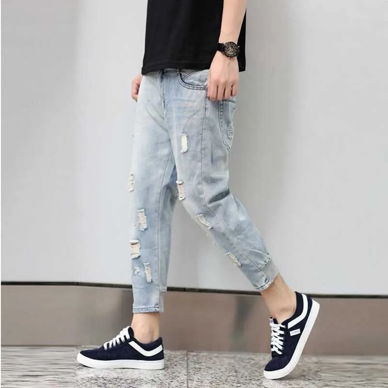 Estate jeans uomo foro strappato elastico dei jeans hip hop cavallo basso  pantaloni uomo plus size pantaloni di scarsità del cotone jeans homme dsq m  6xl|man hole|jean homme dsqjeans hip hop -