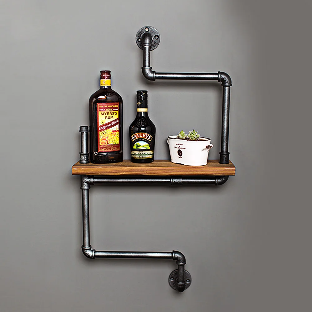 

Wall Hanging Iron Pipe Wood Panel Book Shelf Retro Art Display Shelves Bookcase Storage Rack Decorative Bookshelf For Room Z30