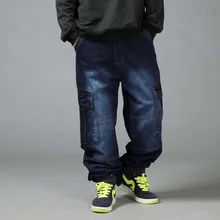 Мужские свободные джинсы в стиле хип-хоп, большие размеры 44, 46, мужские длинные брюки, весна-осень, мужские мешковатые брюки, 4 сезона, хип-хоп