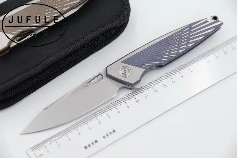 

JUFULE Brand Made Griffin Real M390 blade TC4 Titanium Flipper folding camping hunt pocket fruit EDC tool dinner kitchen knife