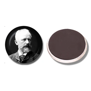 

1p Peter Ilyich Tchaikovsky 30MM Fridge Magnet Russian Composer Glass Dome Magnetic Refrigerator Stickers Note Holder Home Decor