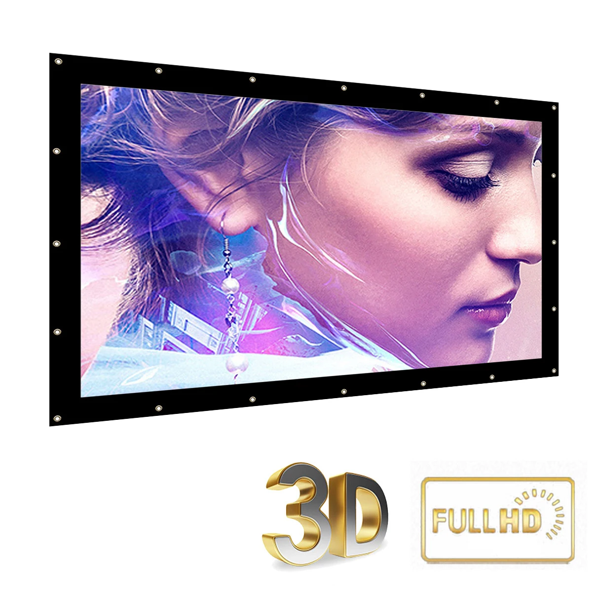 

180 Inch 16:9 Portable Fibre Projector Screen 3D HD Home Theater Office Work Outdoor Movie Projection Wall mounted