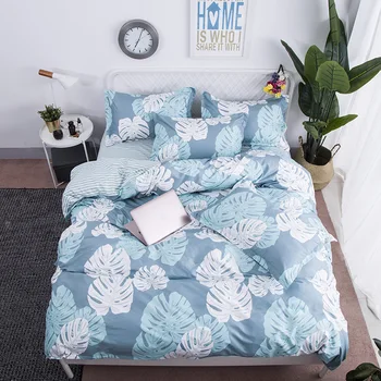 

Tropical Green Leaf Bedding Sets Cute Cartoon Duvet Cover Set Cover Flat Sheet Pillowcase Queen King 4pcs Single Twin 3pcs