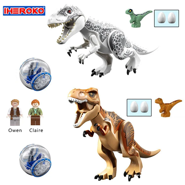 

Dinosaur Park Dinos Building Blocks Compatible Jurassic World 2 Legoing Tyrannosaurus Model Rex Indominus I-Rex Figures Children