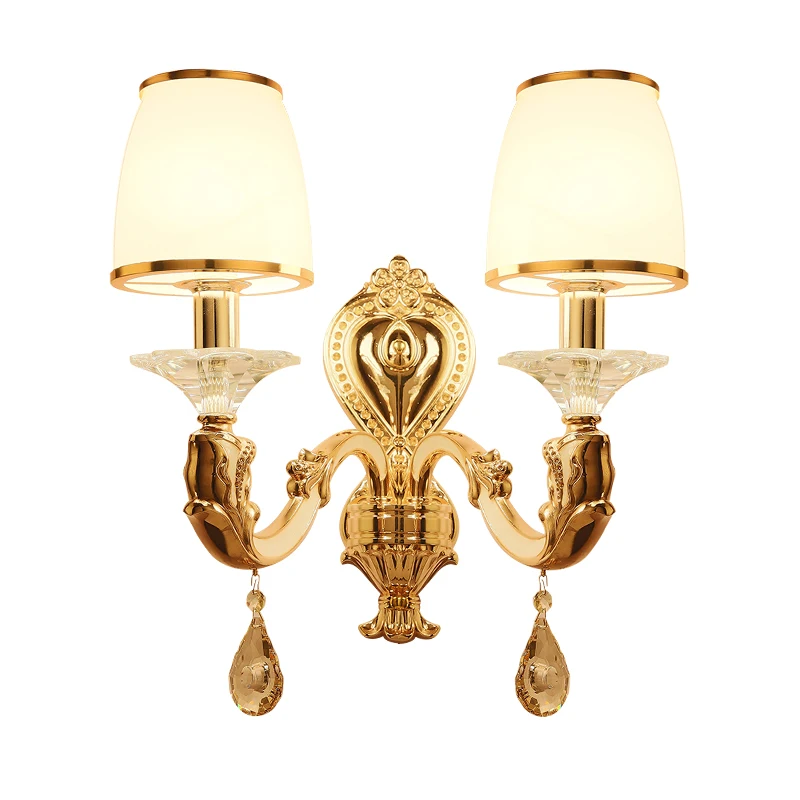 

European style wall lamps for living room background wall lamp bedroom bed head zinc 1/ 2 heads wall lamp Z10