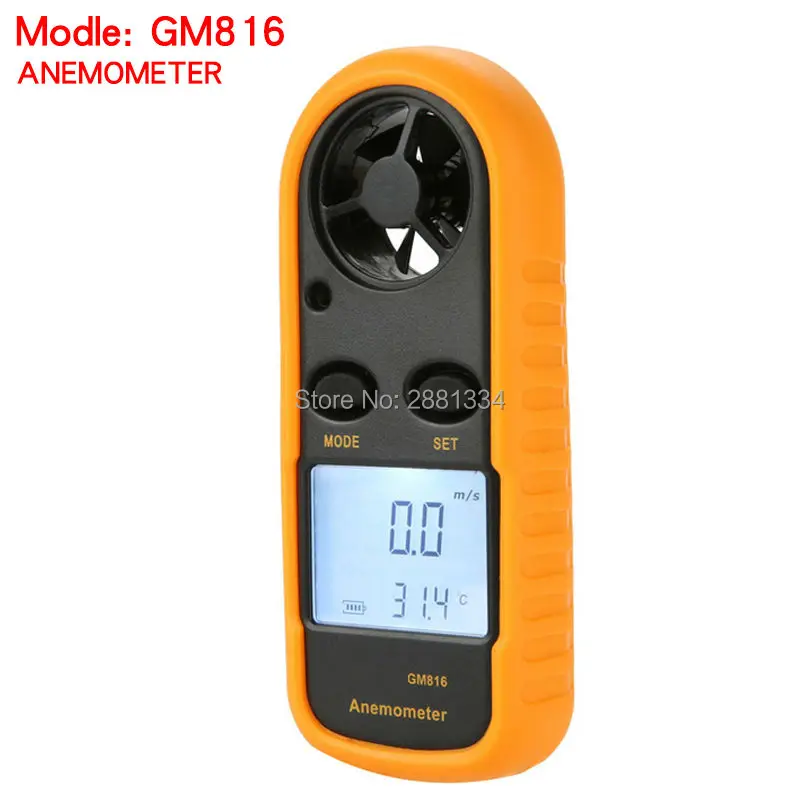 

Hight quality Hand-held Wind Speed Gauge Meter GM816 30ms (65MPH) Scale Anemometer Thermometer Anti-wrestling Measure