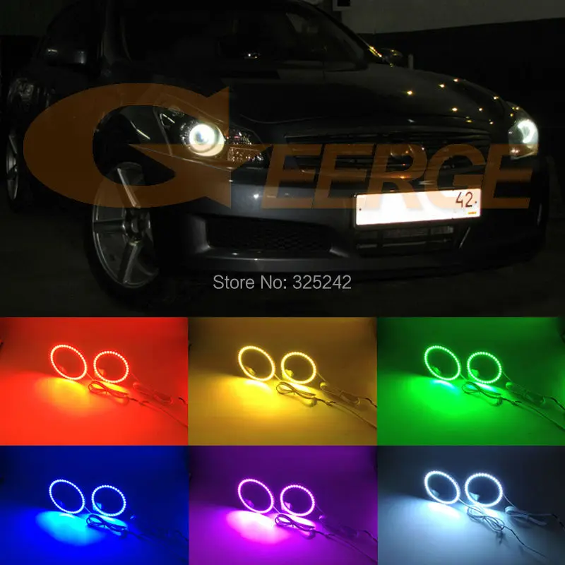 Для Инфинити G35 G37 2007 2008 2009 Ксеноновые фары отлично Ангел глаза многоцветные Ультра-яркий RGB из светодиодов Ангел глаза комплект Для Инфинити G35 G37 2007 2008 2009 Ксеноновые фары отлично Ангел глаза многоцветные Ультра-яркий RGB из светодиодов Ангел глаза комплект