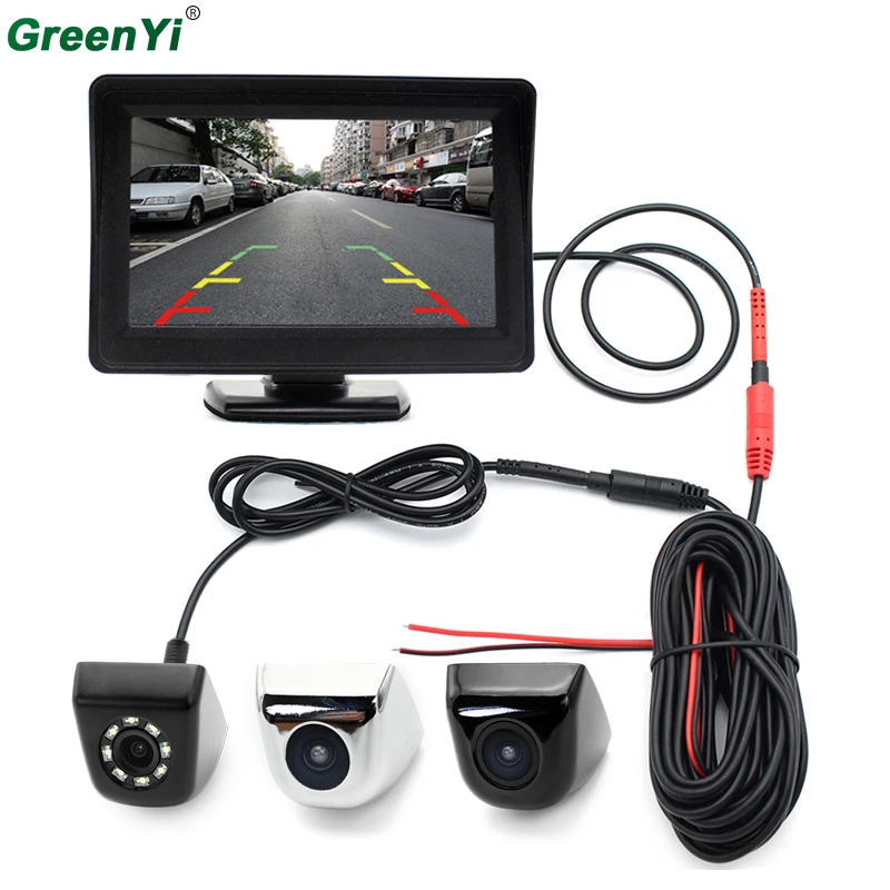 

GreenYi NTSC PAL TV Parking Video Camera Assistance System , 4.3 Inch TFT LCD Car Monitor With Reverse Backup Rear View Camera