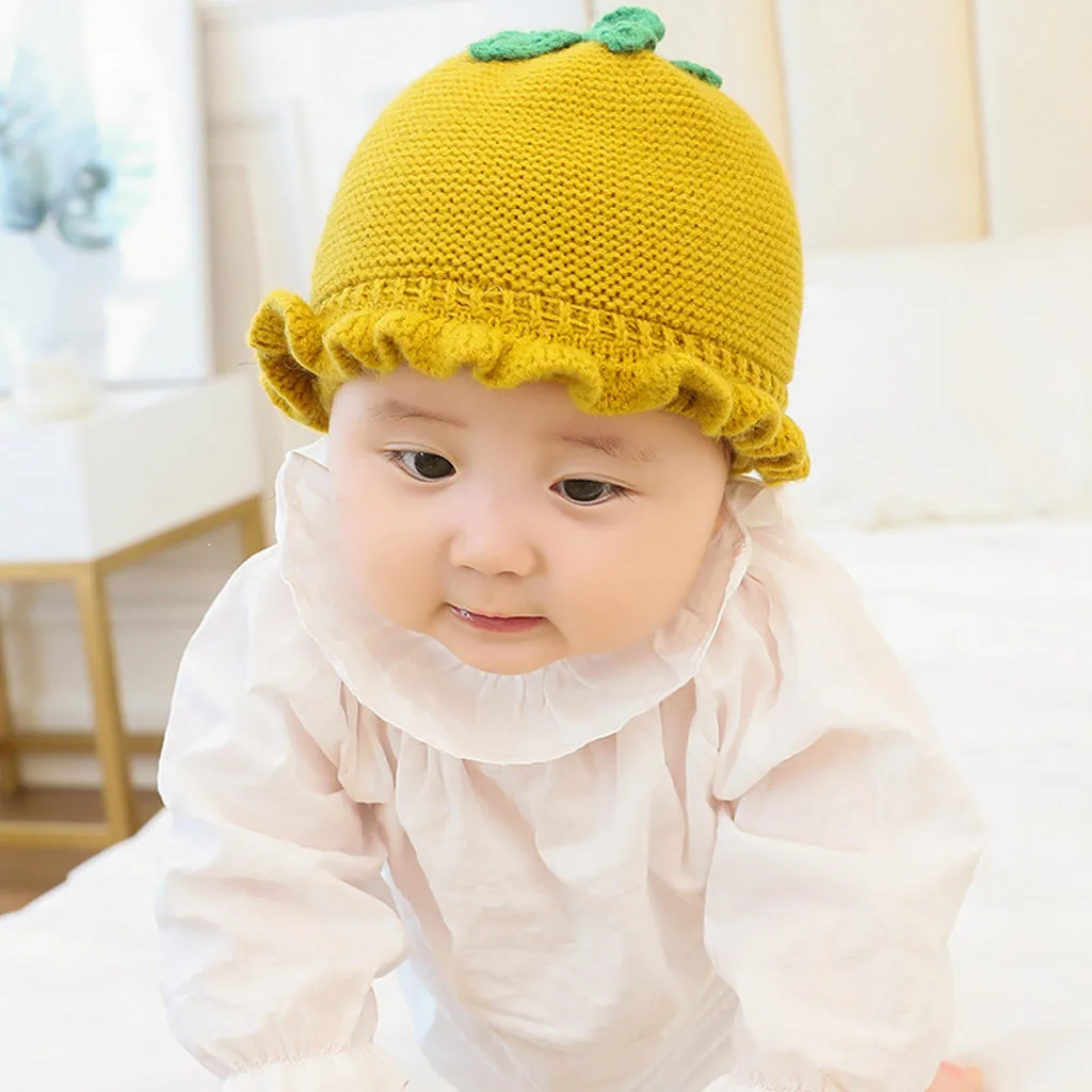 Милая детская зимняя шапка для новорожденных, Рождественская Милая шапочка в форме помидора для маленьких мальчиков и девочек, теплая вязанная шапочка, шапка MJ1119 - Цвет: Yellow