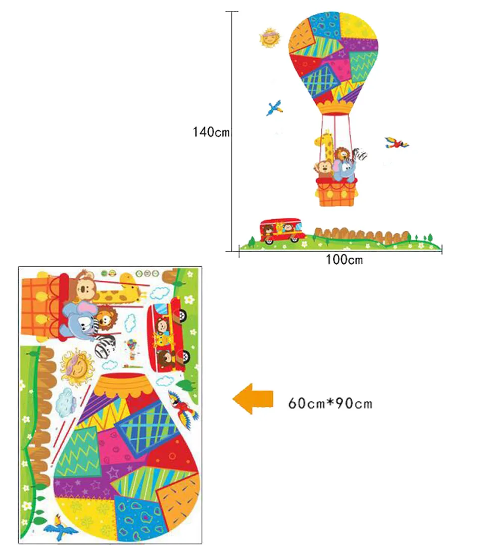 Милые животные воздушный шар Высота Мера Стикер стены s для детей мальчиков девочек декор комнаты Рост Диаграмма наклейка на стене для детей