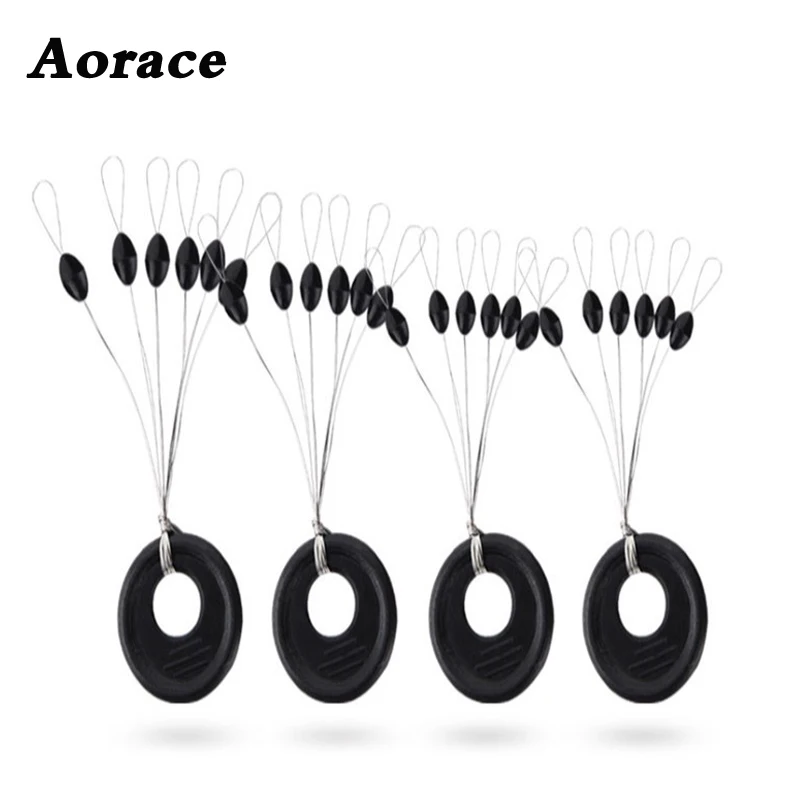 60pcs 10Group Black Space Beans Carp fly fishing equipment Not To Hurt The Vertical Line Stopper Fishing Line Resistance Tackle