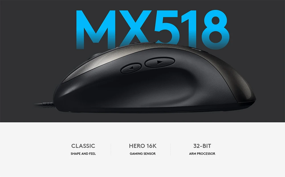 Новая классическая игровая мышь logitech MX518 обновленная версия MX500/MX510/MX518 16000 dpi Удобная ручка