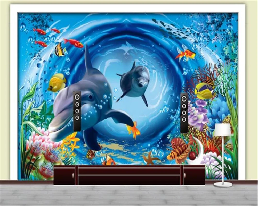 3d обои на заказ настенная картина подводный мир мультфильмов детская комната