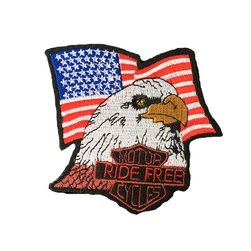 

DIY Punk Large Back Iron on Patches For Jeans Embroidered Rock American Flag Eagle Wing LIVE TO RIDE For Clothing Jacket Biker