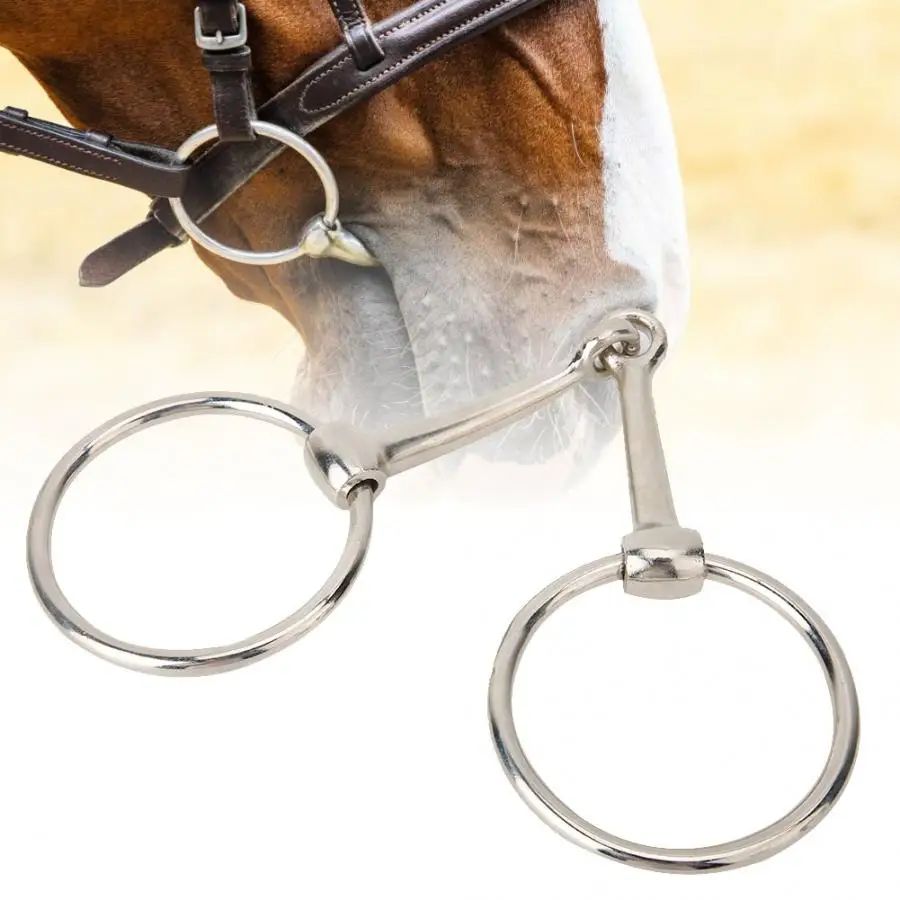

Stainless Steel Horse Ring Snaffle Bit Hollow Jointed Mouth Horse Racing Equestrian Accessory