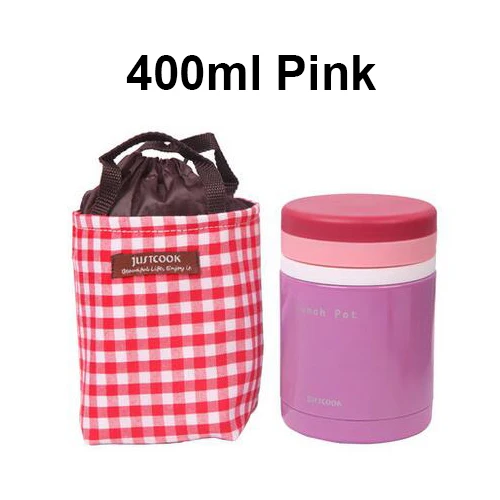 Justcook 300 мл 400 мл Термос для еды розовый синий термоконтейнер для еды портативный контейнер для еды для офиса, школы, пикника - Цвет: 400ml Pink