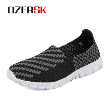 

OZERSK New Summer Women's Shoes High Quality Flats Shoes Female Casual Flat Woman Loafers Fashion Black Flat Plus Size 35~44