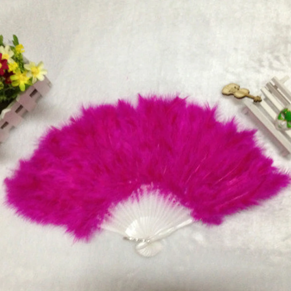 Китайский стиль перьевой вентилятор для танцев реквизит свадебный подарок ручной вентилятор складной вентилятор 26*45 см - Цвет: rose red