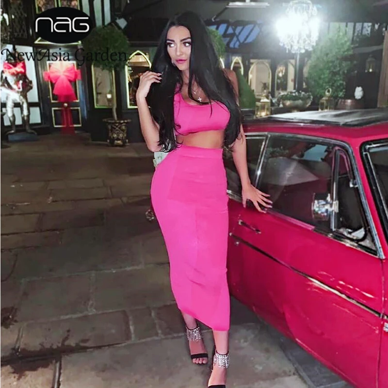 hot pink ribbed dress
