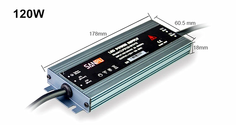 Ультра-тонкий IP67 Водонепроницаемый Питание DC 12V 24V трансформатор освещения 60/100/120/150/200/250/300W Светодиодный драйвер для Светодиодные ленты