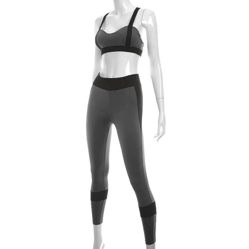 2017 Summer women sleeveless sportswear set female tracksuit girls Yuga 2 piece set Sporte Bra+Pants (2)